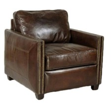 Echtleder Nieten Vintage Designsessel Rust Antiksessel Unikat NEU