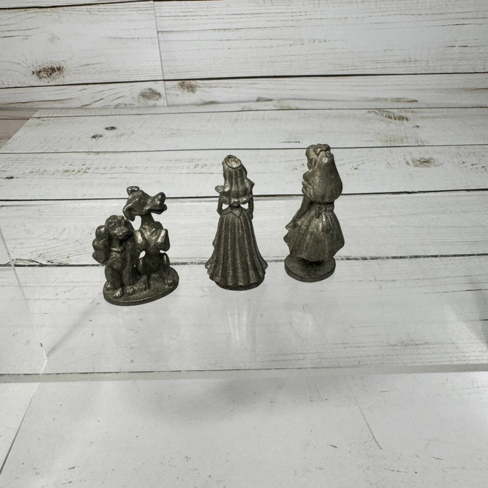Monopoly Disney Lot of 3 Pewter Tokens Metal Replacement Pieces Lady & The Tramp - Image 3 of 4