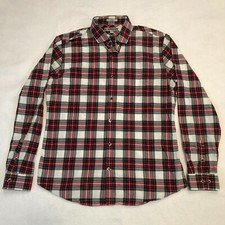 Express Fitted Collar Red Plaid Striped Long Sleeve Dress Shirt Men's Large
