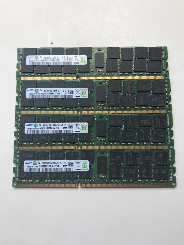 Samsung Lot Of(4)16GB 2Rx4 PC3L-10600R DDR3 M393B2G70BHO-YH-9 - Image 3 of 4