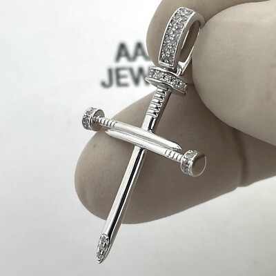 925 Solid Sterling Silver Cubic Zirconia Icy Mail Cross Pendant | eBay