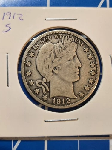 ​1912-S Barber Silver Half Dollar - San Francisco Mint - 90% Silver US Coin