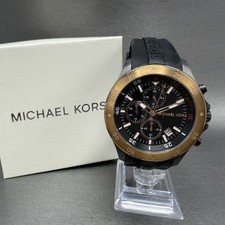Michael Kors Walsh Chronograph Watch Men 44mm Black Dial Black Tone Date MK8568