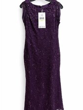 SLNY Deep Purple Lace Midi Dress