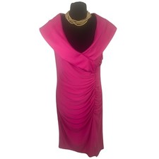 Joseph Ribkoff Womens Bright Pink Stretchy Evening Ruche Party Dress Uk 16