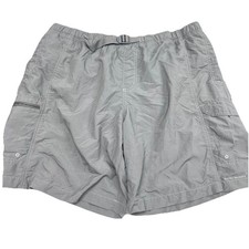 Columbia Omni Shade Shorts Mens Size XL Gray Cargo Belted Mesh Liner Swim Trunks