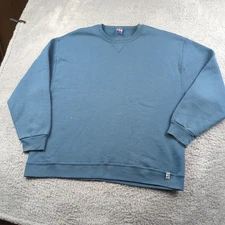 Russell Athletic Sweatshirt Mens XL Teal Blank Crewneck 50/50 Y2K 2000s
