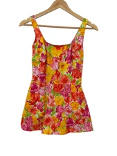 Gabar Swimsuit Bathing Suit Womens Sz 14 Floral Colorful Beach Pool Resort FLAW