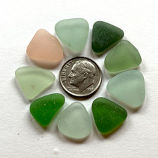 Surf Tumbled Sea Glass   Jewelry Quality   9 Pieces Naturally Recycled