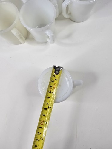 Vintage Set of 6 Fire King White Glass D Handle Coffee Cups - Mugs Oven Ware - Picture 16 of 16