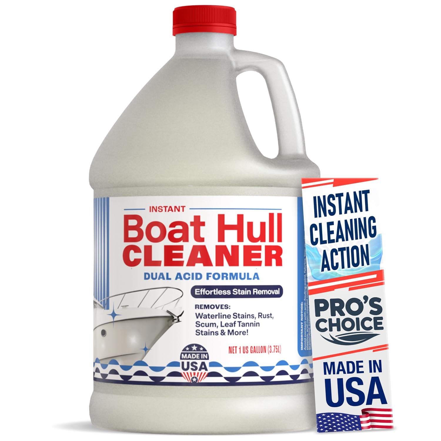 Instant Boat Hull Cleaner - Dual Acid Formula for Scum, Rust, Hard Water Stains