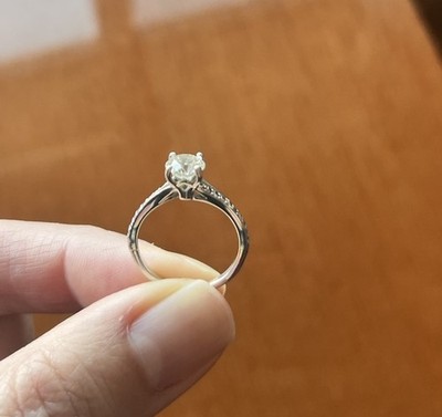 Ritani Palladium Diamond Engagement Ring Size 6.5 Micropave Diamond Band