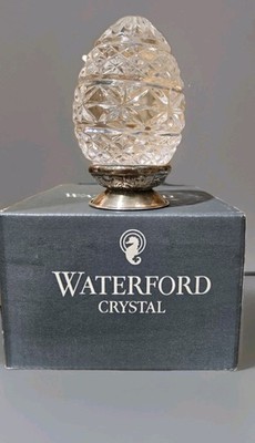 Vintage Waterford Cut Crystal Egg With Silver plated Stand /Original Box 