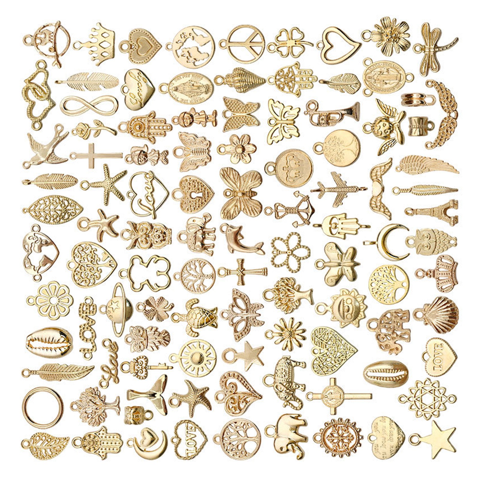 100pcs Necklace Pendant Accessories Golden Alloy DIY Gold Crafting Pendant Fo
