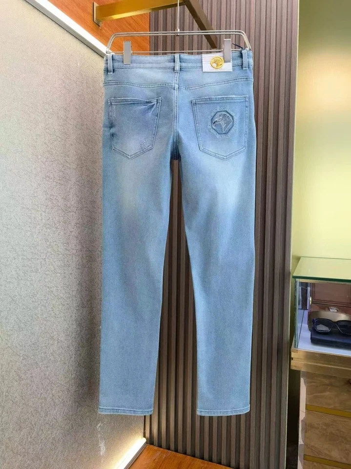 Stefano Ricci Men's Denim Light Blue Regular Washed Jeans Casual Pants Trousers - Image 3 of 4