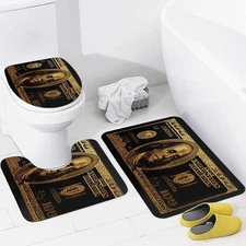 GUBIYU Black Gold 100 Dollar Bill Rug Hundred Bath Mat Set Money Bathroom Rug...