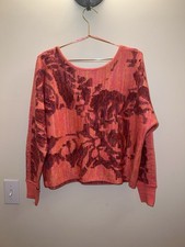 Anthropologie NWT Pink Abstract Knit Sweater XS Dolman V Neck $98 Retail