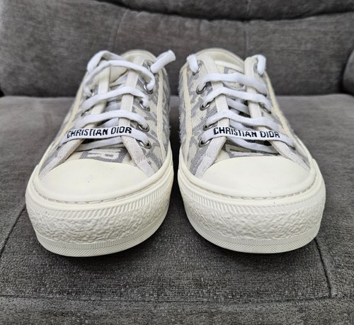 CHRISTIAN DIOR Walk'N'Dior Sneakers Gray Stone Dior Oblique Low Top Size 35 - Picture 3 of 11