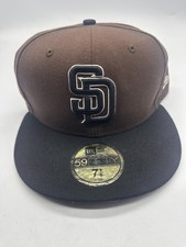 Vtg San Diego Padres Hat Cap Men 7 1/8 Brown New Era 59Fifty Made In USA