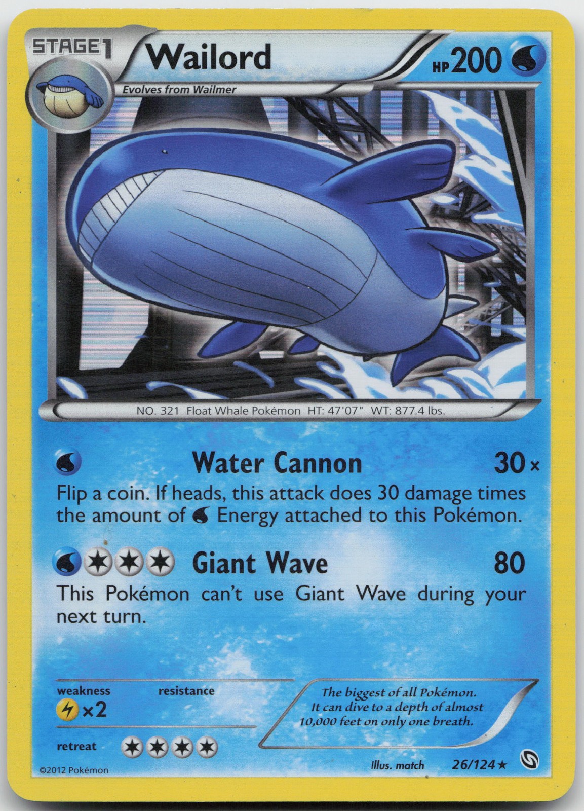 Wailord Holo Rare Dragons Exalted 26/124 LP