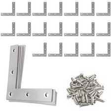 20 PCS L Shape Flat Corner Brace Brackets Stainless Steel Mending Plates Wood