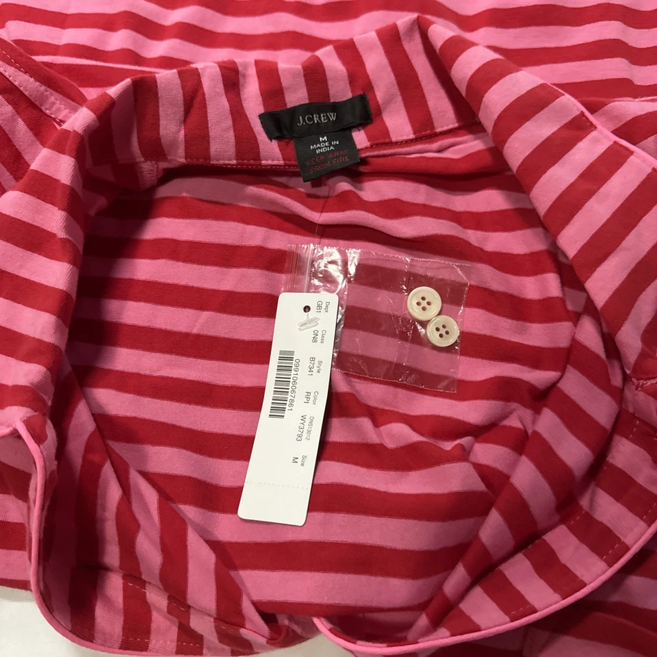 Jcrew 女式红色/粉红色条纹睡衣短裤套装 M 码-全新带标签 — 第 3/4 张图片
