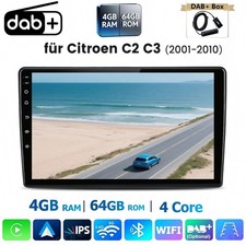 9" Carplay Für Citroen C2 C3 2001-2010 Android 15 Autoradio GPS Wifi 4+64GB DAB+