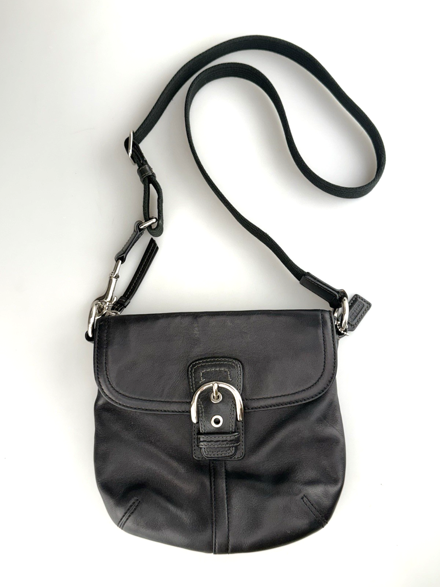 Coach mini soho ワンショルダーバッグ オールレザー ブラック COACH Crossbody Black Leather Mini Soho Saddle Bag Buckle Purse