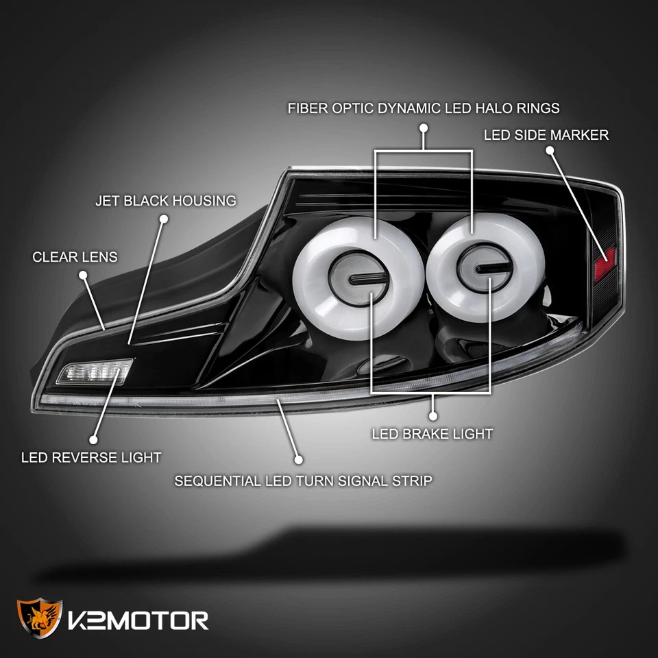 Jet Black Fits 2003-2007 Infiniti G35 Coupe LED Tail Lights Sequential Signal Foto 3 de 4