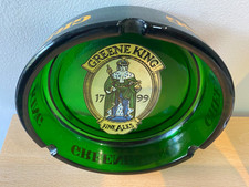 Vintage Greene King Glass Ashtray 7&rdquo; &ndash; Large Pub Bar Collectible