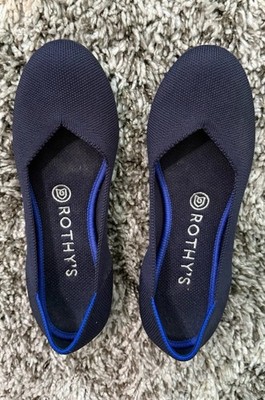 Rothy s Women s The Flat Slip On Shoes Maritime Navy Blue Round Toe Size 7 W