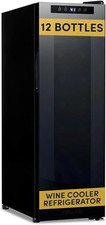 10" Wine Fridge for 12 Bottles | Freestanding Wine Cooler Refrigerator with Glas