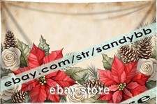 Crimson Holiday Poinsettia Tapestry Cozy Farmhouse Wall Hanging 59X82 in