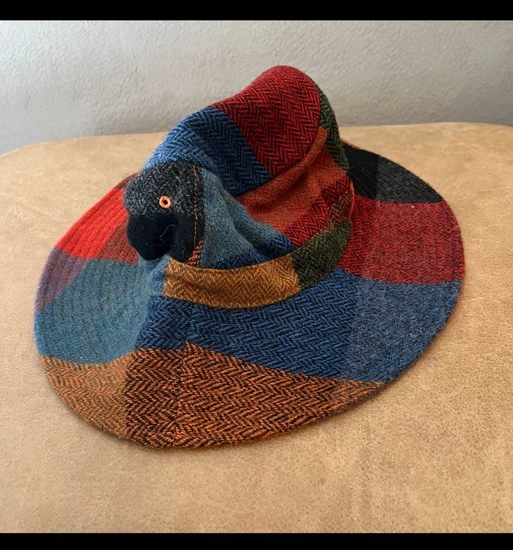 LL Bean Bucket Sombrero Lana Concha Colorido Cuadros Multicolor Estampado en Bloques De Colección Foto 3 de 4