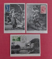 LOT 3 CARTES POSTALES MAXIMUM ART MUSEE D'ALGER CHASSERIAU FROMENTIN DELACROIX .