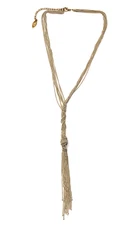 New Old Stock Cara New York Signed White Layered Chain Gold Tone Lariat Necklace