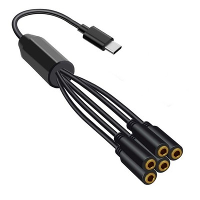 Type C To 3.5mm Female Audios Adapter 5Way Splitter Cable For Mobile Devices