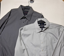 Lot of 2 Stafford Button Up Shirts Men's Size 17 34-35 Gray and Dark Gray