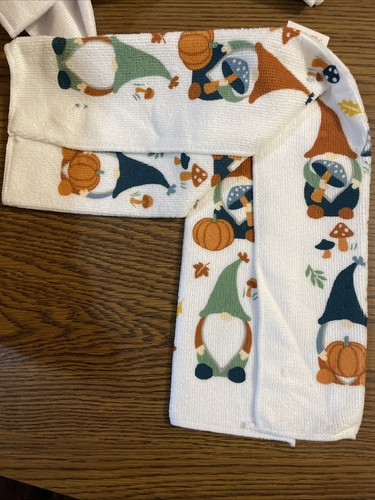 Toalla de té de cocina otoño gnomo champiñón calabaza 14"x24" 100 % poliéster - Imagen 2 de 3