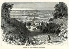 Dubuque IA Bridges, Upper Mississippi, Historic America, 1870s Antique Engraving