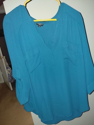 Torrid Harper Blouse Teal Blue, Size 3
