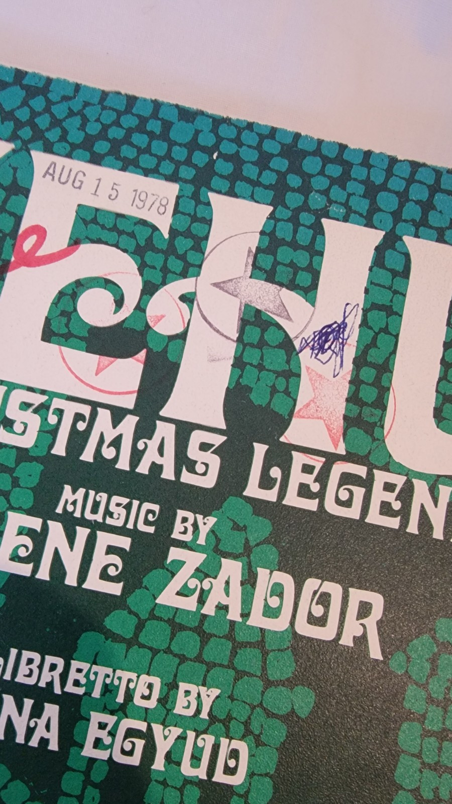 YEHU A CHRISTMAS LEGEND Songbook Pagent 1975 Opera Play Holiday Music Songs 