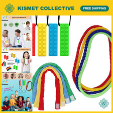12 Pack Sensory Chew Necklaces - Stretchy Chewy Toys for Autism, ADHD, Teething,