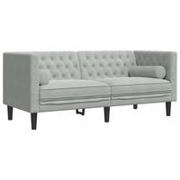 Sofa Hellgrau Samt 174 Cm Breit Couch 3-Sitzer