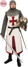 Mens Crusader Costume Knights Templar Tunic with Belt for Ren Faire