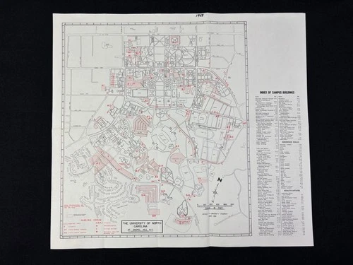 1968 UNC University Of North Carolina At Chapel Hill Campus Map 20" x 18" HEELS!