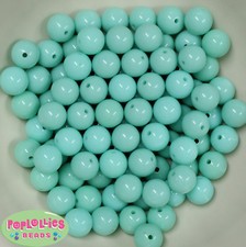 12mm Mint Acrylic Solid Bubblegum Beads Lot 40 pc. chunky gumball
