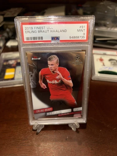 2019-20 Topps Finest UCL Refractor Erling Haaland Braut #91 PSA 9 MINT Rookie RC
