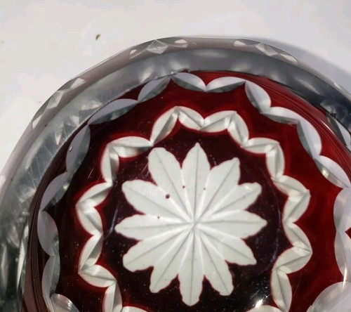 set of 4 vintage cranberry cut crystal bowls - Picture 8 of 16