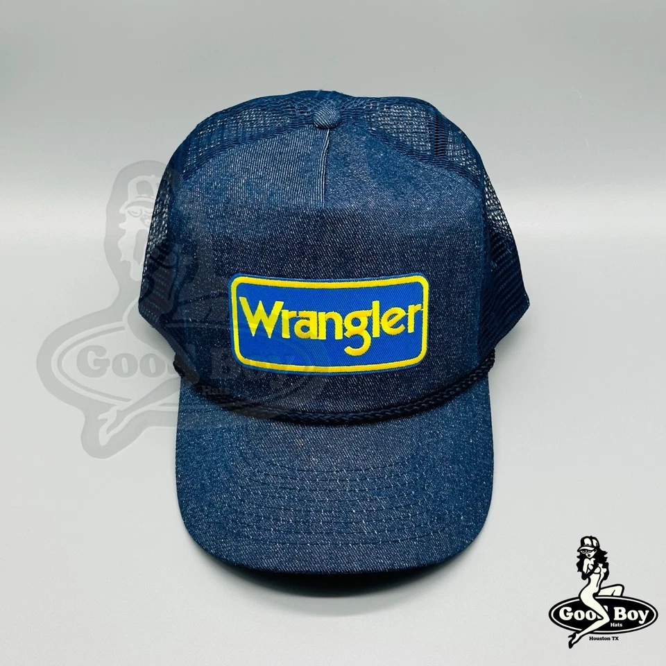 Gorra Wrangler Vintage Retro Denim Camionero Malla Cuerda Snapback Gorra Años 90 Rodeo Foto 2 de 4